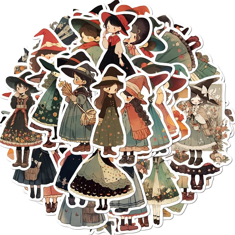 10/30/50PCS Cartoon Q Witch PVC Sticker Aesthetic Children's Korean Decoration Scrapbooking Stationery School Supplies for Kids (ONLINE ORDER ONLY)