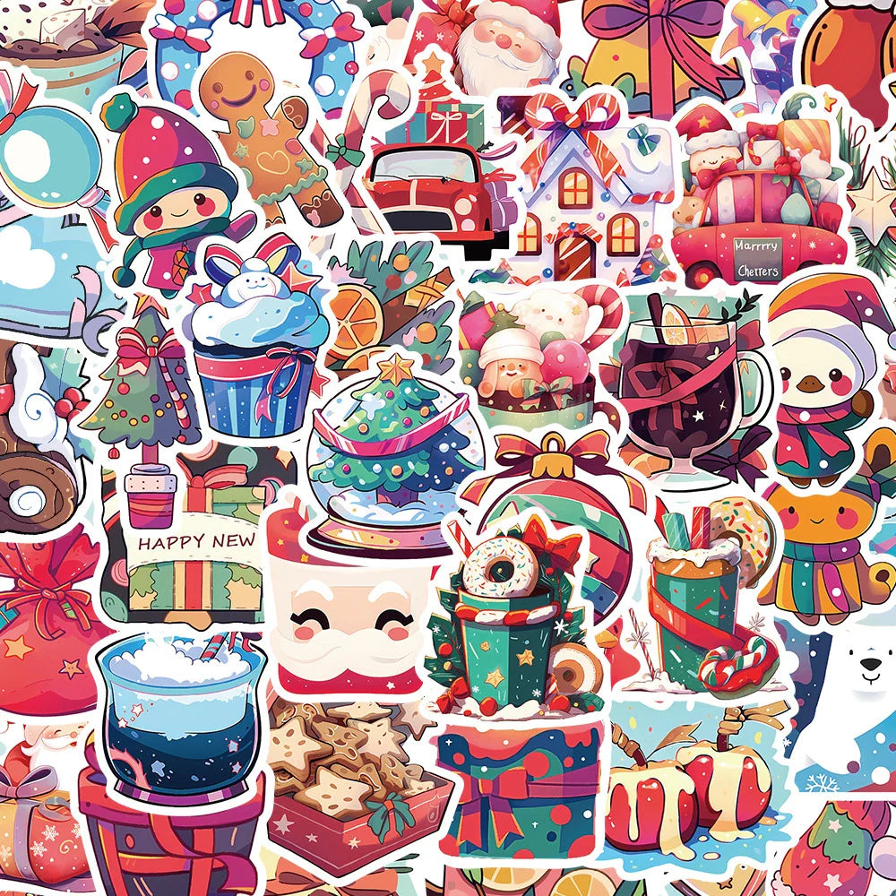 Kawaii Christmas Cartoon Stickers Pack for Kids Laptop Scrapbook Decoration (Online Order Only)