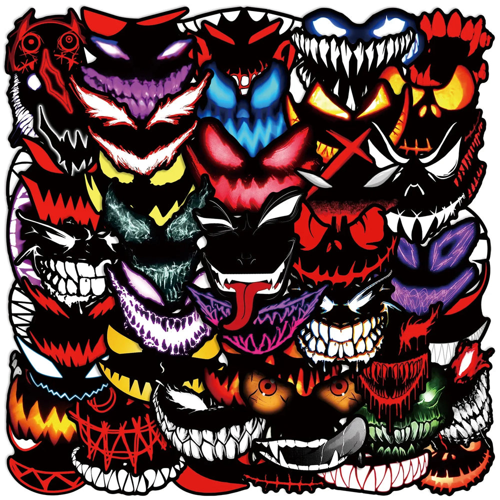 Cartoon Scary Face Demon Meme Stickers PVC Waterproof Skateboard Notebook Decor (ONLINE ORDER ONLY)