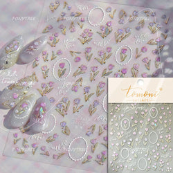 Cute  Pink Blue Nature Tulip Star Heart Butterfly Peach Blossom Jelly Embossed Relief Adhesive Nail Art Stickers Manicure Decals (ONLINE ORDER ONLY)