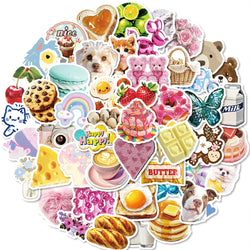10/30/50PCS Ins Style Girls Cartoon Stickers Cute Dessert Animals Graffiti Decoration DIY Phone Notebook Fridge Suitcase Decals (Online Order Only)