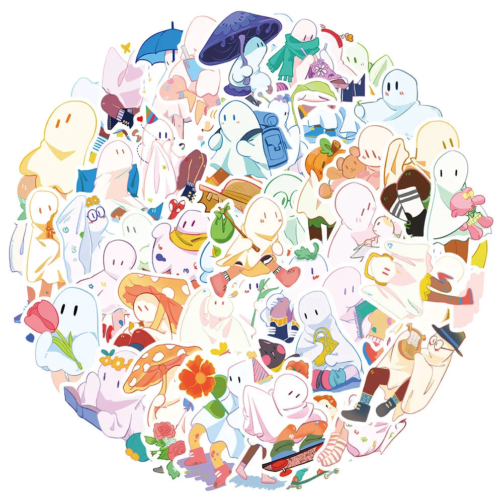 Colorful Ghost Stickers 10/30/50pcs for Suitcase, Skateboard, Laptop, Luggage, Phone, Car, DIY Decals (ONLINE ORDER ONLY)