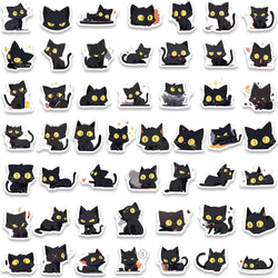 100pcs Cute Cartoon Animals Black Cats Stickers For Laptop Guitar Phone Luggage Decor Waterproof Graffiti Bicycle Car Decals (ONLINE ORDER ONLY)