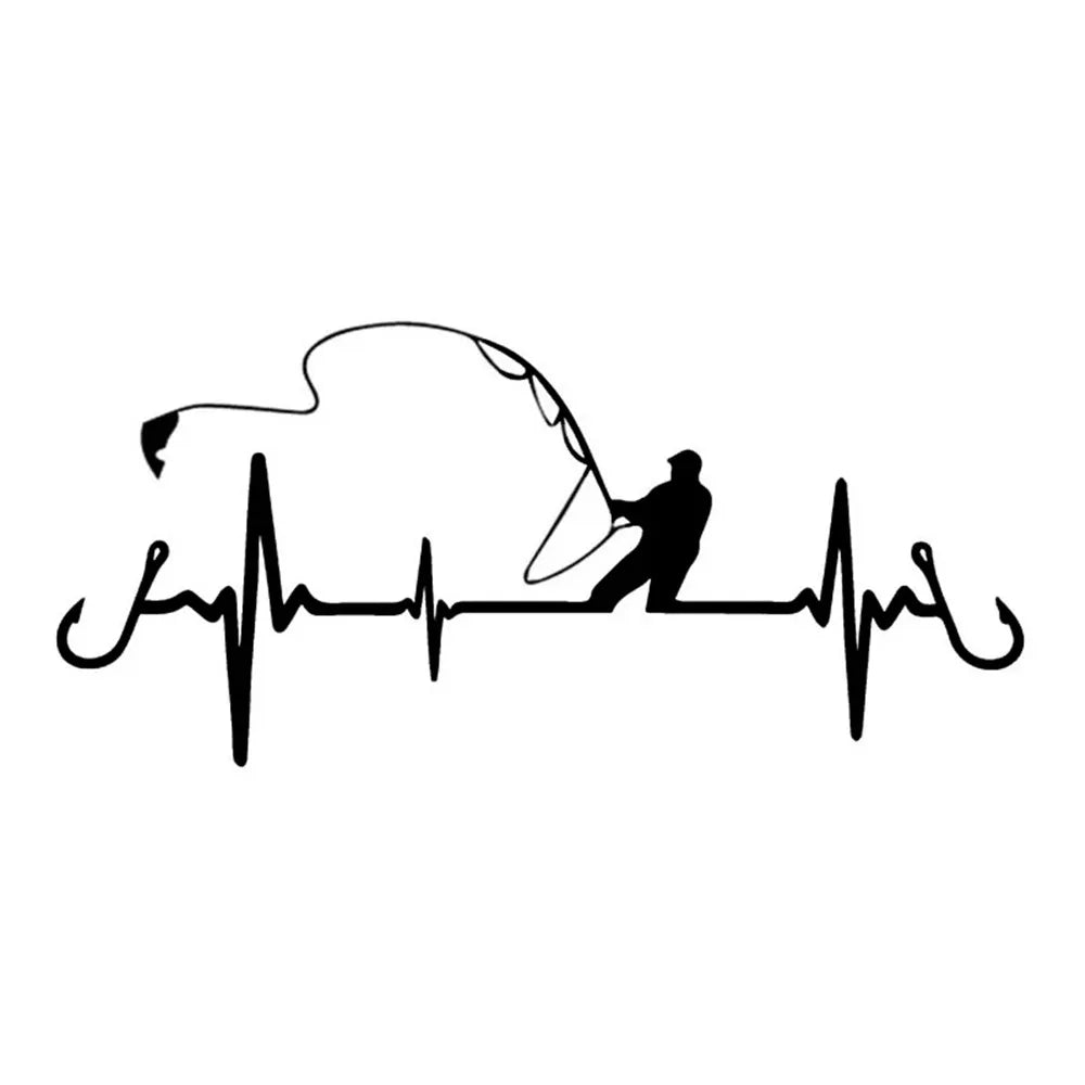 Heartbeat Fishing Car Styling Funny Decorative Sticker Funny Decal Motorcycle Car Sticker (ONLINE ORDER ONLY)