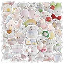 10/30/54PCS Plush Puppy Stickers Cute Dog Cartoon Sticker Kids Toys DIY Decoration Laptop Phone Guitar Car Bike Skateboard Decal (ONLINE ORDER ONLY)