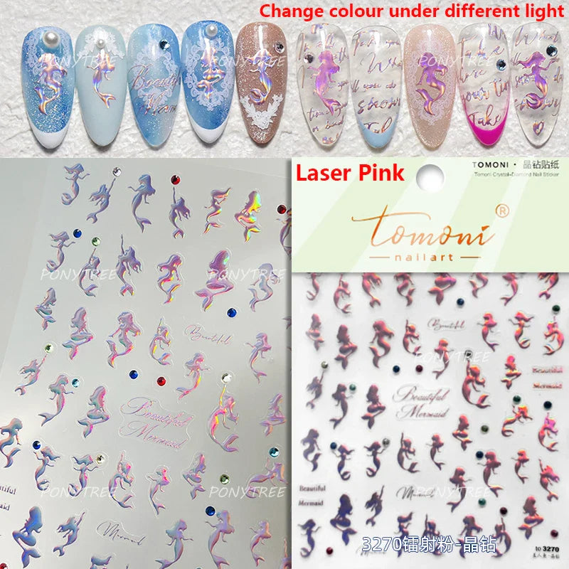 Shiny Mermaid Tail Fish Tail Sea Wave Jelly Spoondrift Shell Starfish Ocean Romantic Delicate Nail Art Stickers Manicure Decals (ONLINE ORDER ONLY)