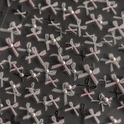 Chic Shiny Lace Pink Black White Bowknot Pearl Rhinestones Charming 3D Self Adhesive Nail Art Decoration Sticker Manicure Decals (Online Order Only)