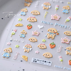 Lovely Dog Puppy Dream Heart Flower Star Pizza Food Sugar Skewers Strawberry Desserts Adhesive Nail Art Stickers Manicure Decals (Online Order Only)