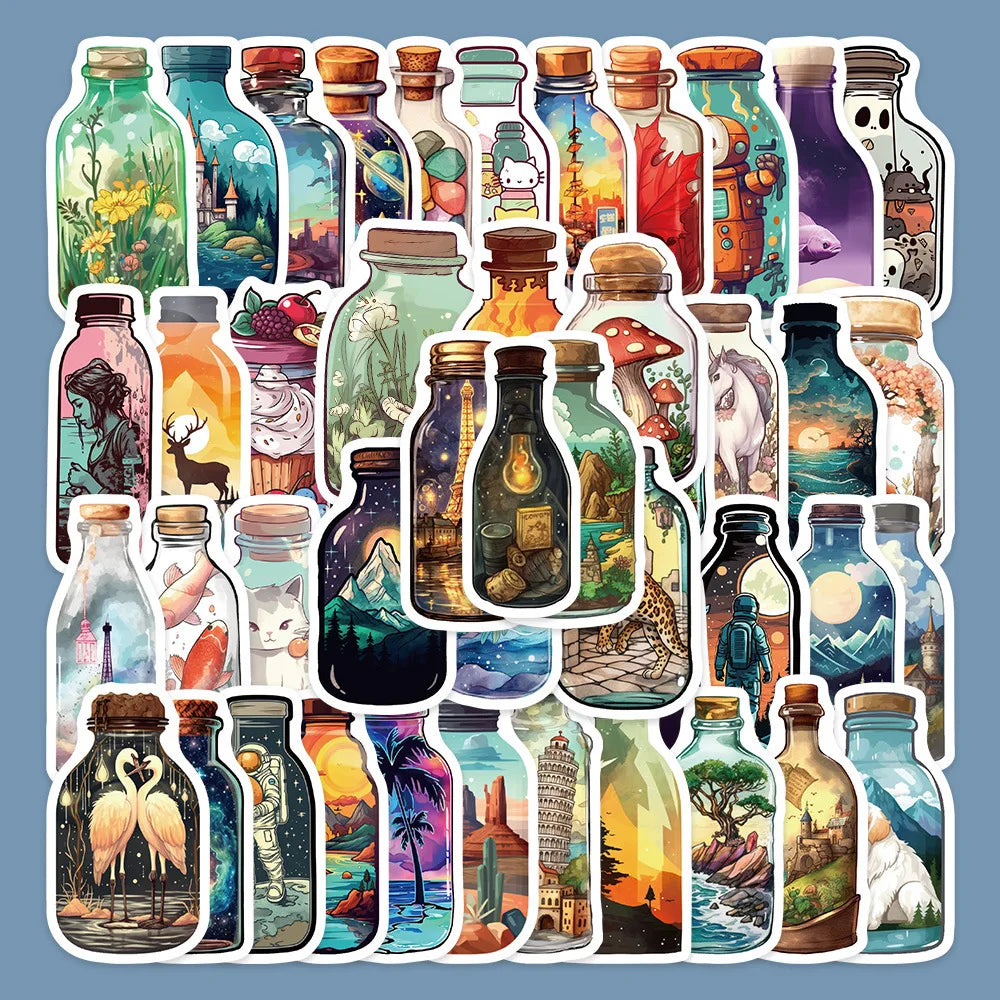 50pcs Cartoon Mysterious World Graffiti Stickers for Helmet, Desktop, Wall Decoration (Online Order Only)