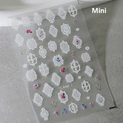 Retro Rose Gold Photo Frame Dried Flower Delicate Totem 3D Self Adhesive Nail Art Stickers 5D Shiny Rhinestone Manicure Decals (ONLINE ORDER ONLY)