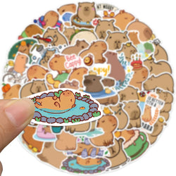 50PCS Cute Capybara Animal Stickers Car Motorcycle Travel Luggage Phone Guitar Laptop Cartoon Helment Decal Kid Gift Toys (ONLINE ORDER ONLY)