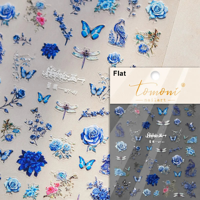 Auspicious Peach Blossom Snake Fan Flower The Spring Festival Tiger Head Adhesive Nail Art Stickers Red Lantern Manicure Decals (Online Order Only)