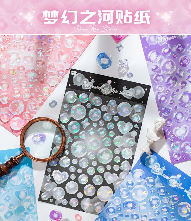 1PCS Kawaii Laser Bubbles Decorative Stickers Diary Idol Photocards DIY Craft Stickers Scrapbooking Stickers Confetti Sticker (Online Order Only)