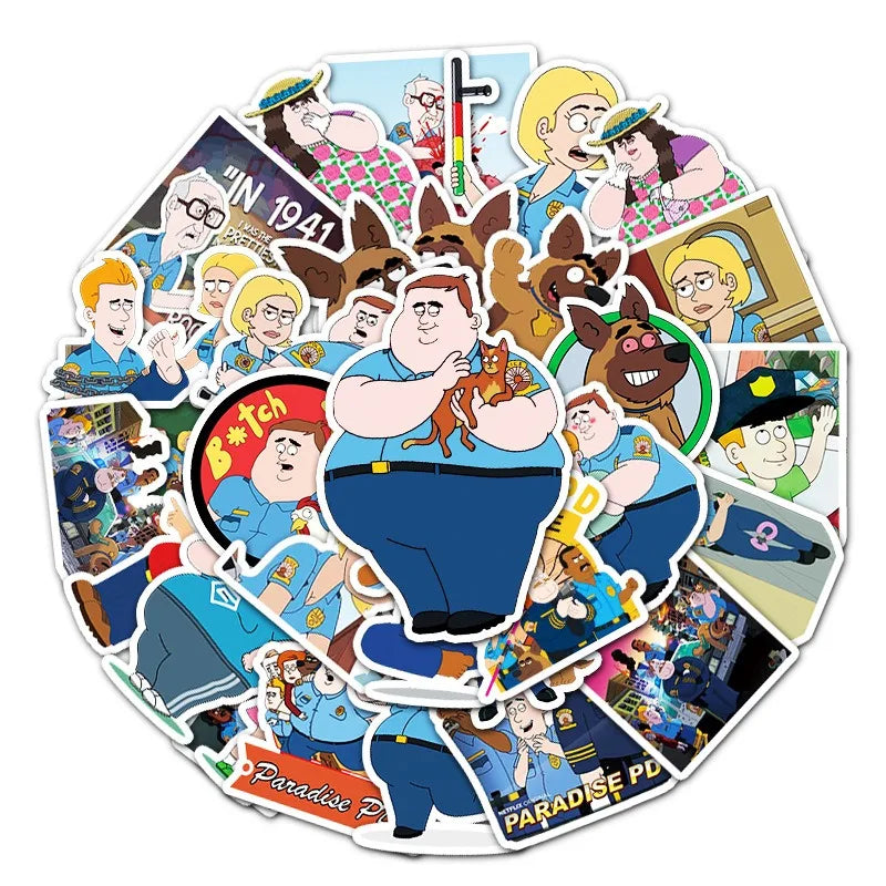 50pcs Paradise PD Cartoon Sticker Set for Laptop, Phone, Car, Water Bottle, Fridge, Stationery (Online Order Only)
