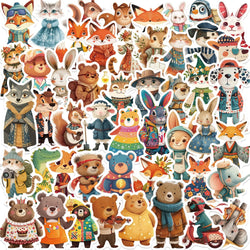 50Pcs Cartoon Zoo Wild Animals Stickers Aesthetic DIY Toy For Phone Skateboard Laptop Fridge Car Decals Fairy Tale Sticker (Online Order Only)