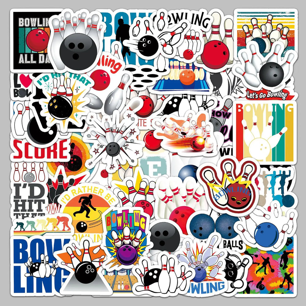 50Pcs Cartoon Bowling Sports Graffiti Stickers for Helmet Wall DIY Decoration (Online Order Only)