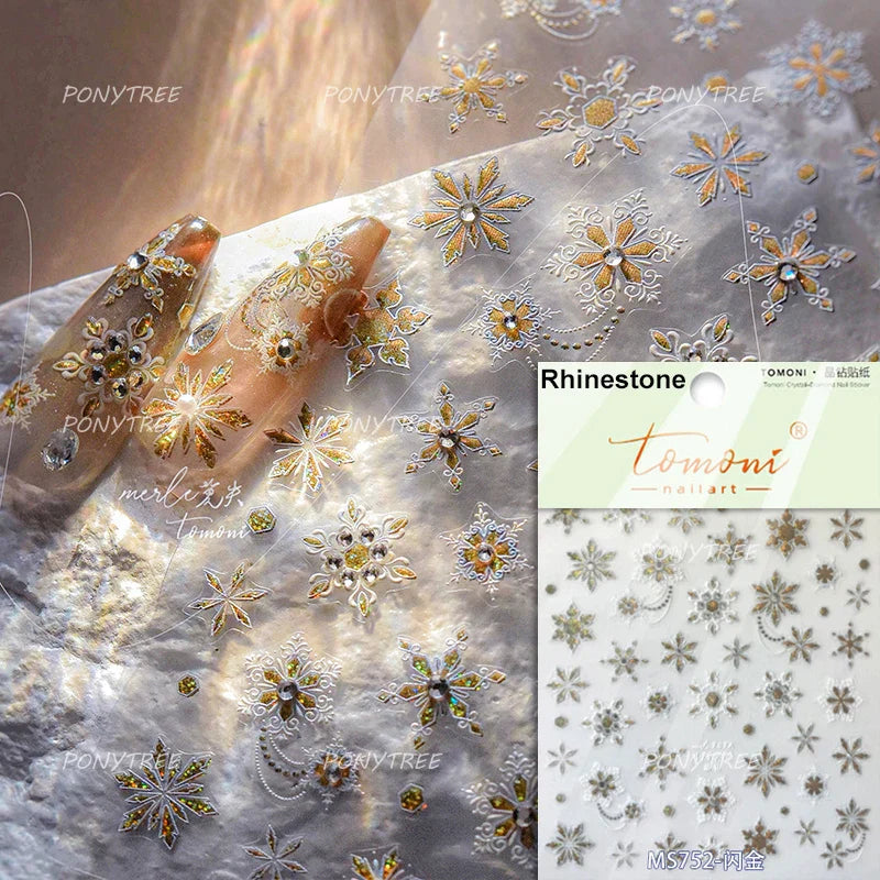 Colorful Fireworks Blooming Castle Romantic Brilliant Sky Self Adhesive Nail Art Stickers Star Shiny Rhinestone Manicure Decals (Online Order Only)