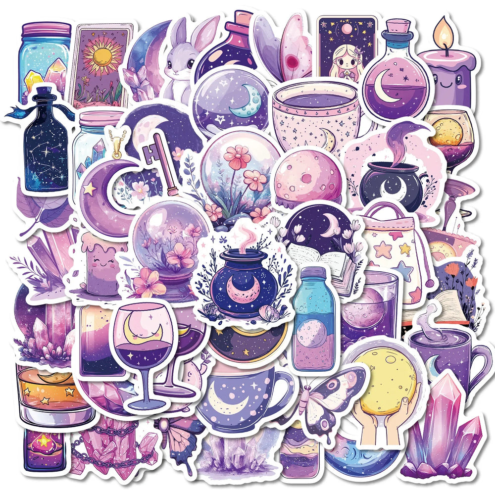 50pcs Cartoon Moon Graffiti Stickers for Helmet, Wall, DIY Decor (ONLINE ORDER ONLY)