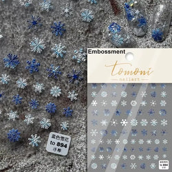 Hot Stamping Romantic White Gold Snowflakes Hexagon Winter 3D Self Adhesive Nail Art Stickers Shiny Rhinestone Manicure Decals (Online Order Only)