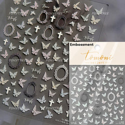Black White Pearl Lace Butterfly Cross Retro Figure Flower Symmetric Self Adhesive Nail Art Stickers  Manicure Decals Wholesale (ONLINE ORDER ONLY)