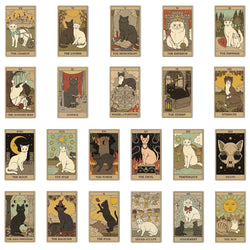 10/30/72PCS Cute Cartoon Mystic Cat Tarot Card Stickers Divination Aesthetic Decal Scrapbook Laptop Phone Car Graffiti Sticker (ONLINE ORDER ONLY)
