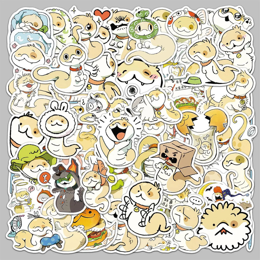 50pcs Cartoon Snake Dog Fusion Graffiti Stickers for Helmet Wall DIY Decoration (Online Order Only)