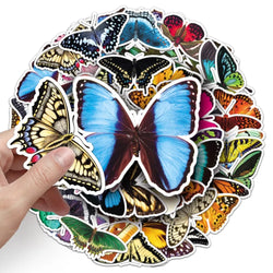 10/50Pcs Natural Creature Colorful Butterfly Stickers for Kids Toy Insect Stickers Suitcase Refrigerator Luggage Phone Case (ONLINE ORDER ONLY)