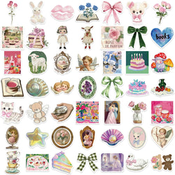 50Pcs Mystery Labels Stickers Retro DIY Aesthetics Waterproof Decals For Suitcase Scrapbooking Laptop Sticker (Online Order Only)