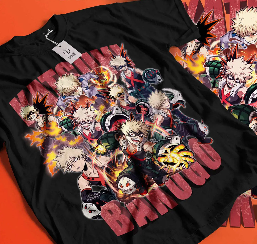 Katsuki Bakugo T-Shirt: MHA Manga Hero Anime Gift (ONLINE ORDER ONLY)