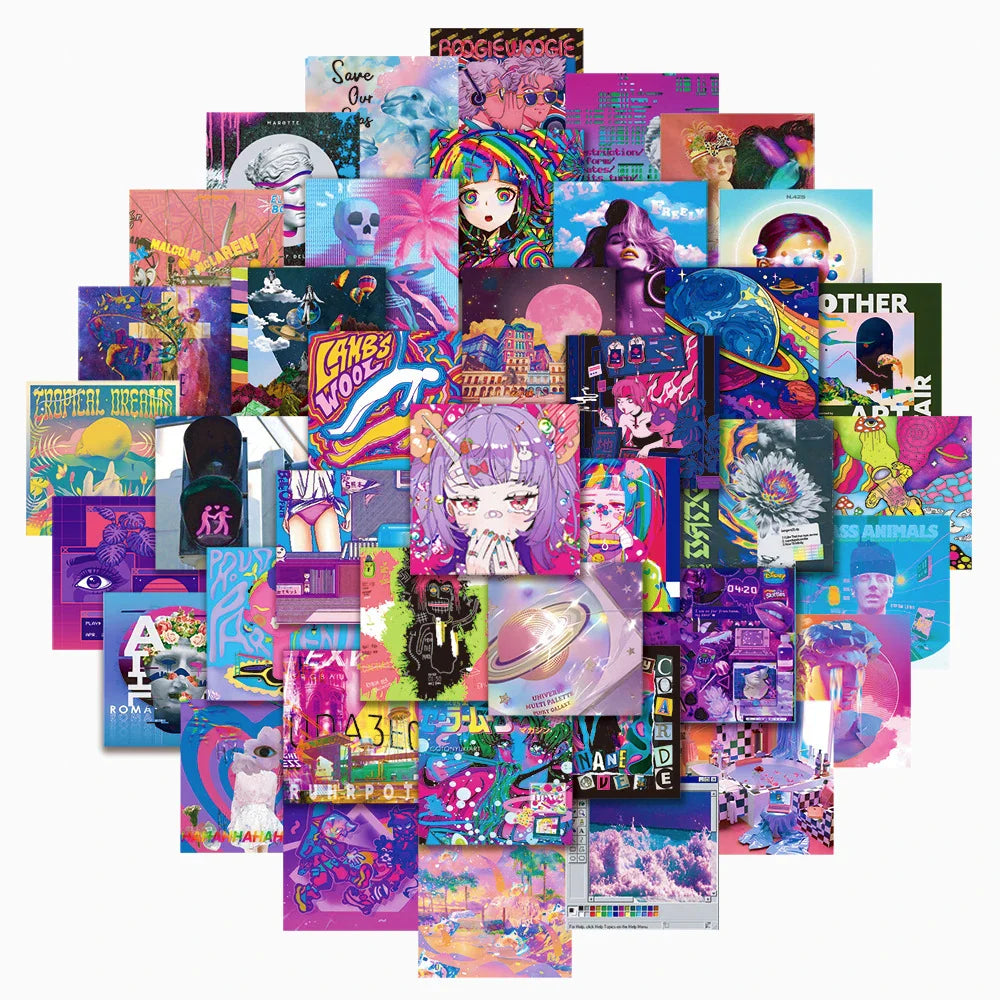 Cute Aesthetic Vaporwave Girl Stickers Decals for Laptop Phone Suitcase Scrapbook (Online Order Only)