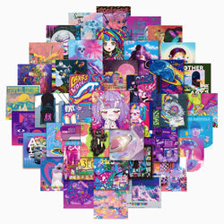 Cute Aesthetic Vaporwave Girl Stickers Decals for Laptop Phone Suitcase Scrapbook (Online Order Only)