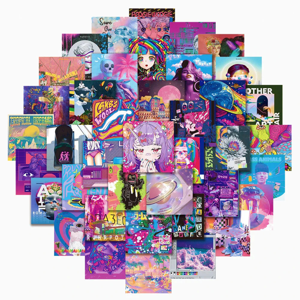 Cute Aesthetic Vaporwave Girl Stickers Decals for Laptop Phone Suitcase Scrapbook (Online Order Only)