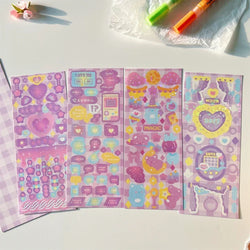 4pcs/set Sweet Cool Bear Call Series Scrapbooking Sticker Korean ins Hand Account Idol Card DIY Deco Material Sticker Stationery (ONLINE ORDER ONLY)
