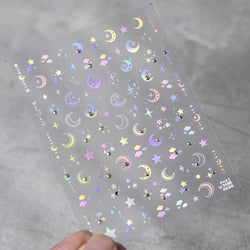 Dreamy Moon Star Cloud Butterfly Starrylight Rhinestone 5D Soft Embossed Relief Nail Art Sticker 3D Decal Decoration Manicure (ONLINE ORDER ONLY)