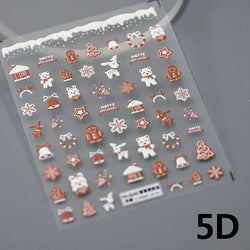 Snowman Apple Stars Gift Bell Snowflake Christmas Tree 3D Jelly Self Adhesive Nail Art Stickers Santa Claus Xmas Manicure Decals (ONLINE ORDER ONLY)