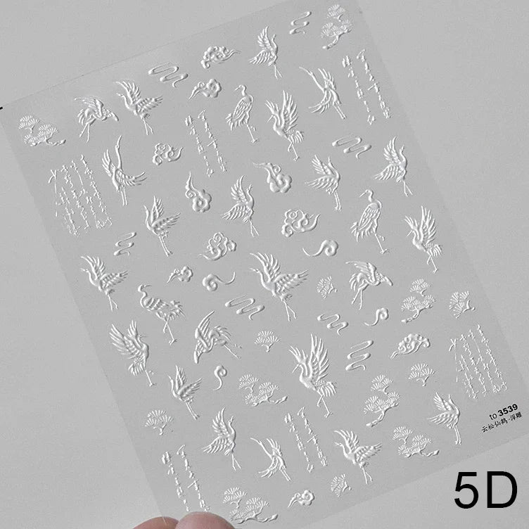 Gradient Halo Dyeing Dark Red Rose Flower Rhinestone Lace Bow Heart 3D Self Adhesive Nail Art Decoration Sticker Manicure Decals (ONLINE ORDER ONLY)