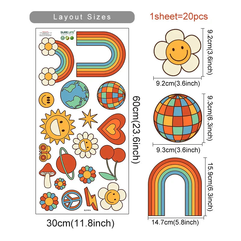 Boho Sunflower Wall Decals for Living Room, Bedroom, Nursery Decor (Online Order Only)