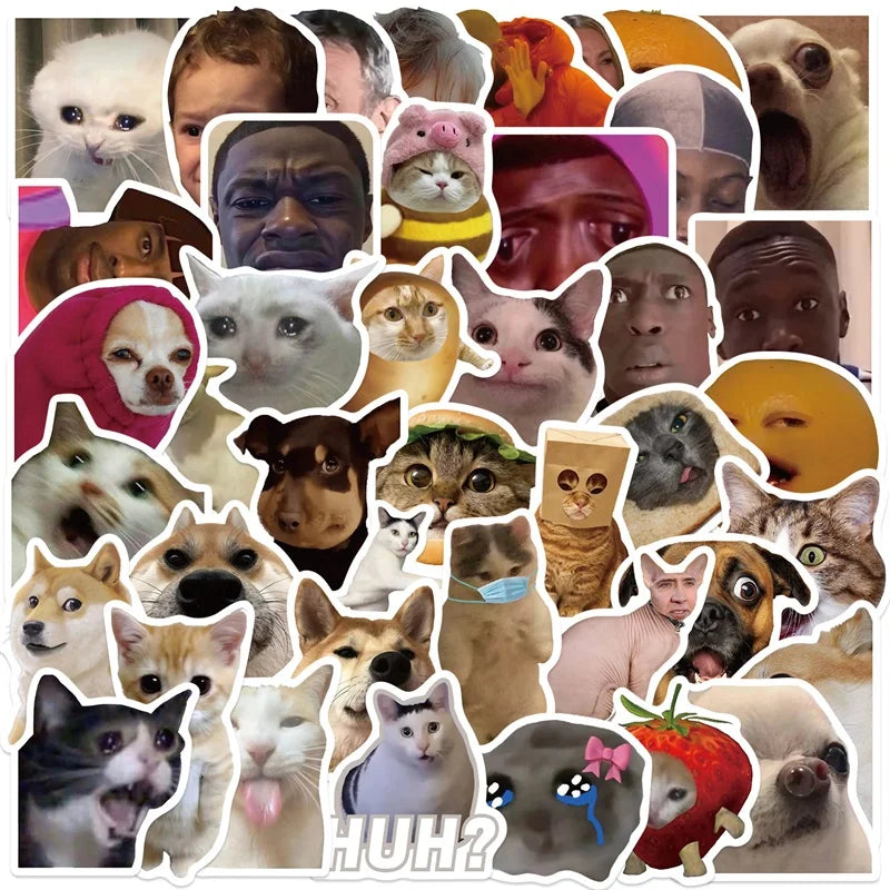10/30/50PCS Kawaii Funny Cat Dog Sticky PVC Sticker Aesthetic DIY Decoration Scrapbooking Hand Accounting Supplies for Kids (ONLINE ORDER ONLY)
