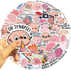 10/30/50PCS Cute Brain Pink Stickers Funny Cartoon Graffiti DIY Diary Laptop Guitar Luggage Skateboard  Waterproof Decal Toy (Online Order Only)