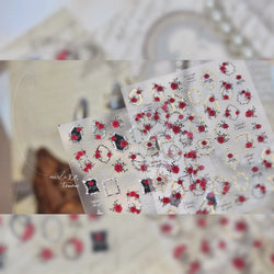 Metal Effect Rose Flower Pattern Totem Photo Frame Self Adhesive Nail Art Sticker Romantic Chic Wreath Rhinestone Manicure Decal (Online Order Only)