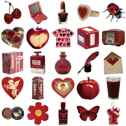 10/30/50PCS Cartoon Red Stickers Cute Ins Style Aesthetic Decals Gift Decoration For DIY Fridge Phone Bike Motorcycle Guitar Toy (ONLINE ORDER ONLY)