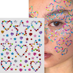 1pc Star-Shaped Rhinestone Sticker Sparkling Acrylic Rhinestone Face Decals Butterfly & Floral Designs for Party/Stage/Festivals (ONLINE ORDER ONLY)