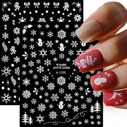Winter Xmas 3D Nail Sticker Snowflake Flower Winter Decals Nail Stickers Cartoon Bird Santa Penguin Elk Slider New Year Manicure (ONLINE ORDER ONLY)