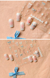 Retro Lace Corset Laced Bodice Wrap Top British Classical Dress Bowknot Rose Star Key Adhesive Nail Art Sticker Manicure Decals (ONLINE ORDER ONLY)