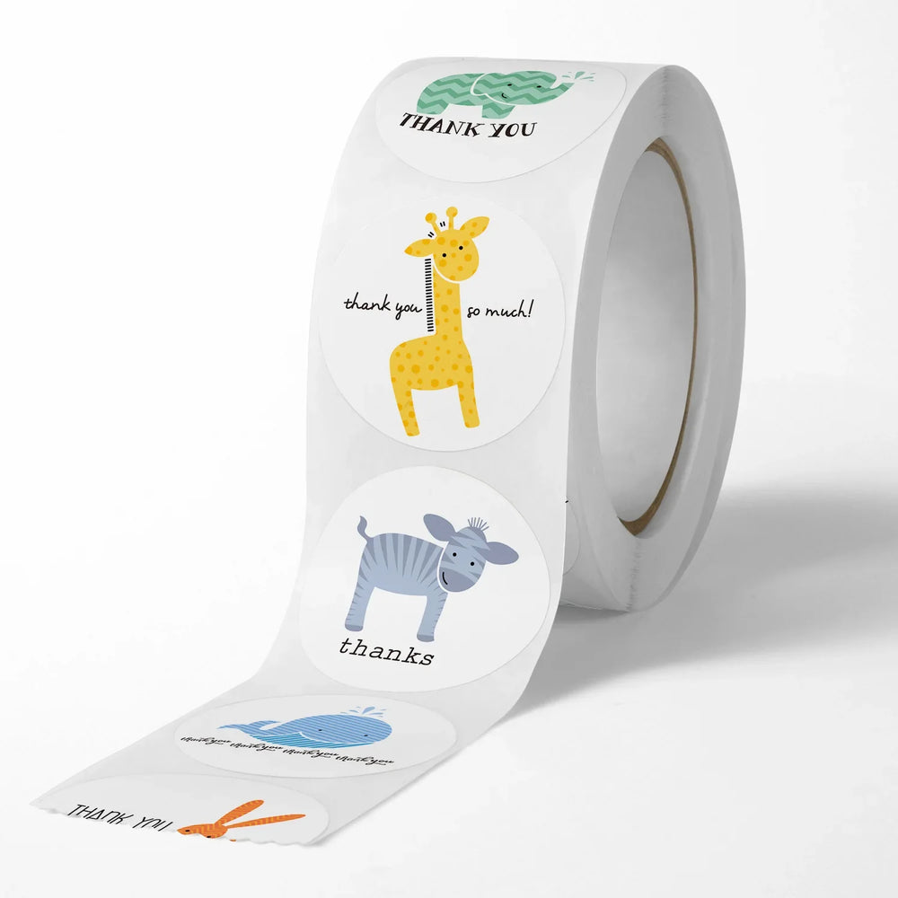 100-500 Pcs 1Inch Gift Cartoon Animal Sealing Thank You Stickers Design Scrapbooking Festival Party Decorations Labels (ONLINE ORDER ONLY)