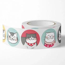 100-500pcs Cartoon Cat Stickers Round Adhesive Labels For Student Teacher Prize Business Gift Wraps Decorative Stickers (ONLINE ORDER ONLY)
