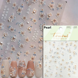 Gradient Coloredful Flower Petal Green Leaf Dreamy Shiny Chinese Rose Fantasy Relief Adhesive Nail Art Stickers Manicure Decals (Online Order Only)