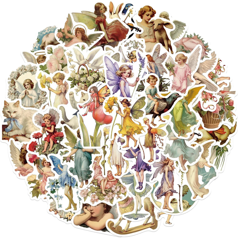 50PCS Cute Angel Elf Stickers for Skateboard, Laptop, Bike, Suitcase, Wall Decor (Online Order Only)