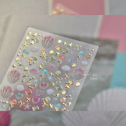 Halo Dyeing Ocean Shell Conch Starfish Pearl Love Heart Bowknot Jellyfish Adhesive Nail Art Stickers Manicure Decals Wholesale (ONLINE ORDER ONLY)