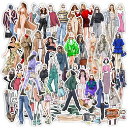 10/30/50pcs Fashion Hand-painted Girl Sticker DIY Scrapbooking Journal Collage Album Characters Clothing Decoration Stickers (Online Order Only)